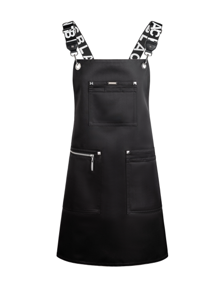 Apron & Straps - Black & White with Silver Hardware