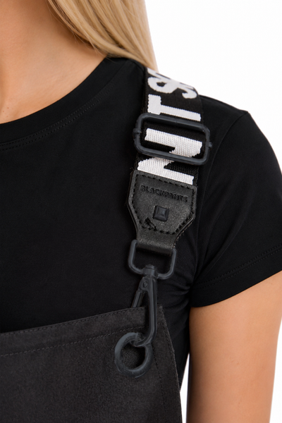 Apron & Straps - Black & White with Black Hardware