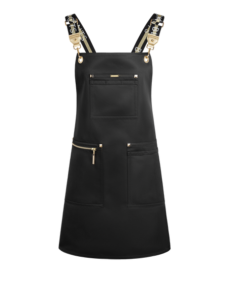 Apron & Straps - Black & White with Black Hardware