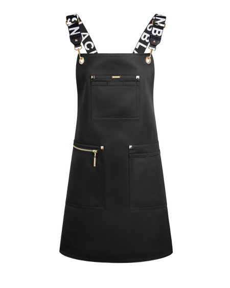 Apron & Straps - Black & White with Black Hardware
