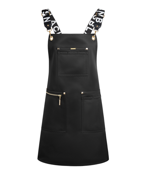 Apron & Straps - Black & White with Gold Hardware