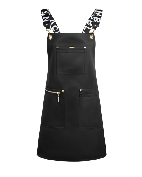 Apron & Straps - Black & White with Gold Hardware