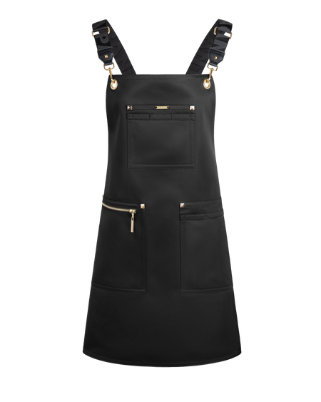 Apron & Straps - Black & White with Black Hardware