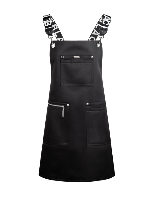 Apron & Straps - Black & White with Silver Hardware