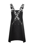 Apron & Straps - Black & White with Silver Hardware