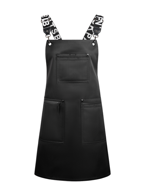 Apron & Straps - Black & White with Black Hardware