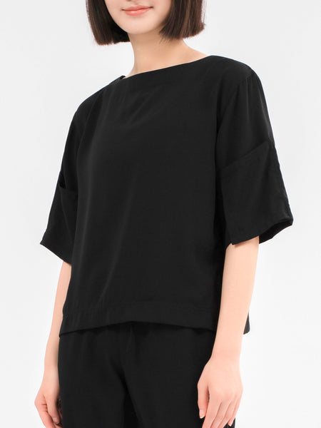 SIDE ZIP DRAPE LONG SLEEVE T-SHIRT