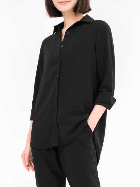 SIDE ZIP DRAPE LONG SLEEVE T-SHIRT