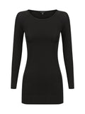 Flat lay of the BLACKPANTS Essential Layering Top in black, featuring a boat neckline, long sleeves and a fitted silhouette in lightweight stretch jersey.