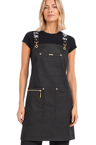 Apron & Straps - Black & White with Gold Hardware