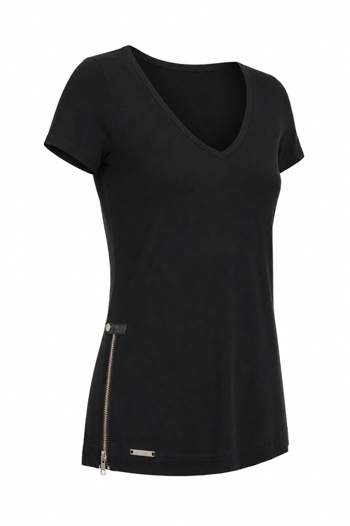 DEEP V NECK SHORT SLEEVE T-SHIRT
