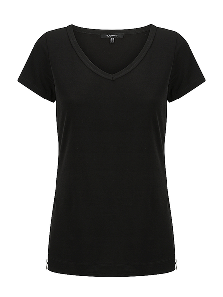 OPEN SHOULDER DRAPE LONG SLEEVE T-SHIRT