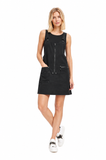 BLACKPANTS Pinny worn sleeveless featuring industrial-inspired design and utility pockets