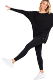 BLACKPANTS Drape Sleeve Top showcasing dramatic draped wing sleeves and relaxed silhouette