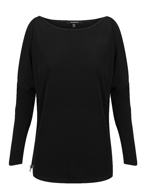 SIDE ZIP DRAPE LONG SLEEVE T-SHIRT
