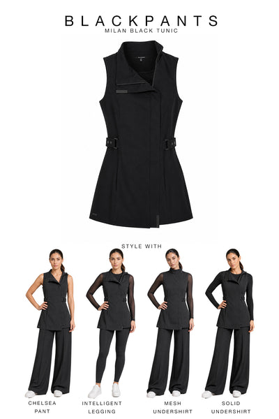 How to style Milan Black Tunic with Chelsea Pant, Intelligent Legging, Mesh Undershirt and Solid Undershirt