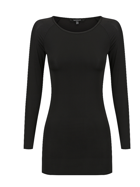 OPEN SHOULDER DRAPE LONG SLEEVE T-SHIRT