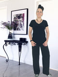 Deep V Neck S/S T-Shirt (Small) & Wide Leg Pant (AU10/US06)